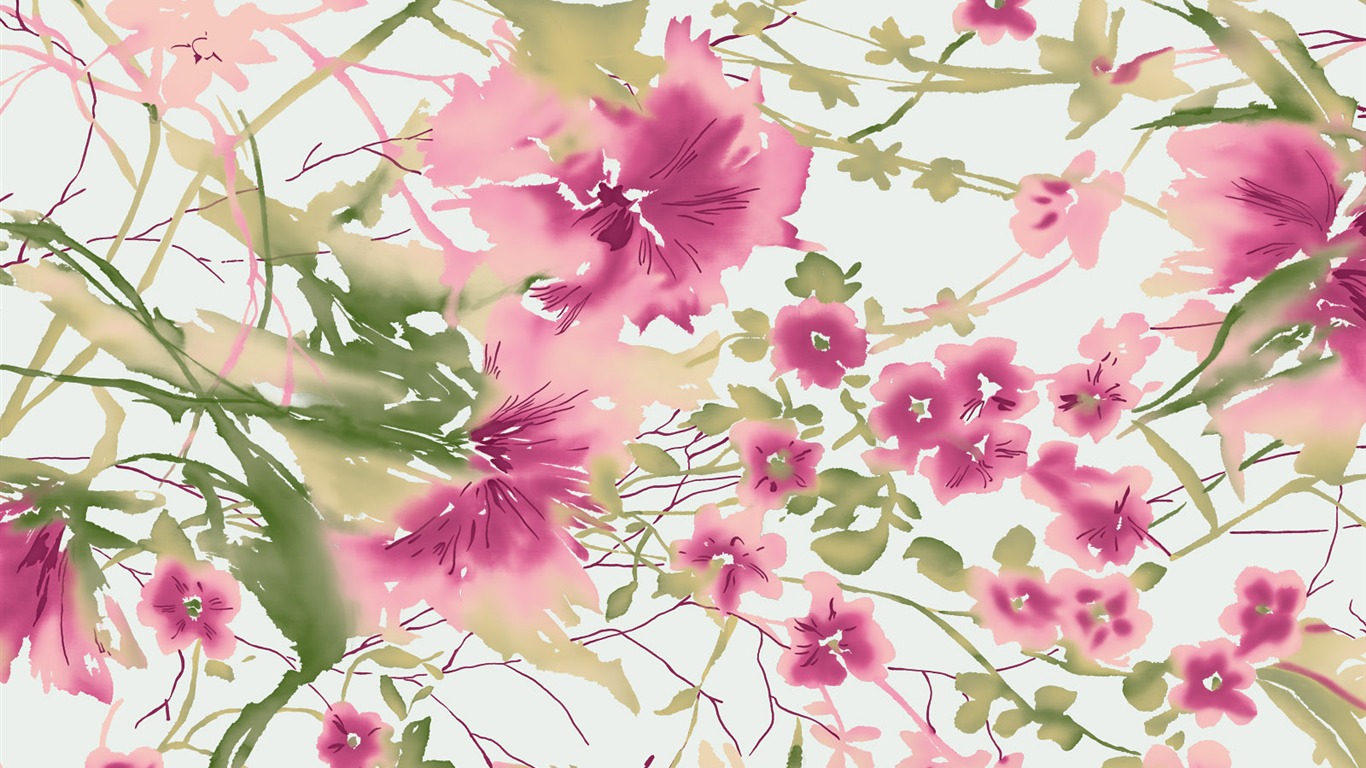 절묘한 잉크 꽃 배경 화면 #36 - 1366x768