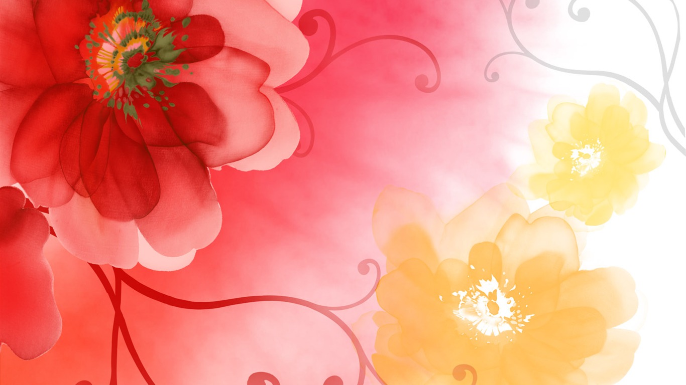水墨花卉精美壁紙 #38 - 1366x768