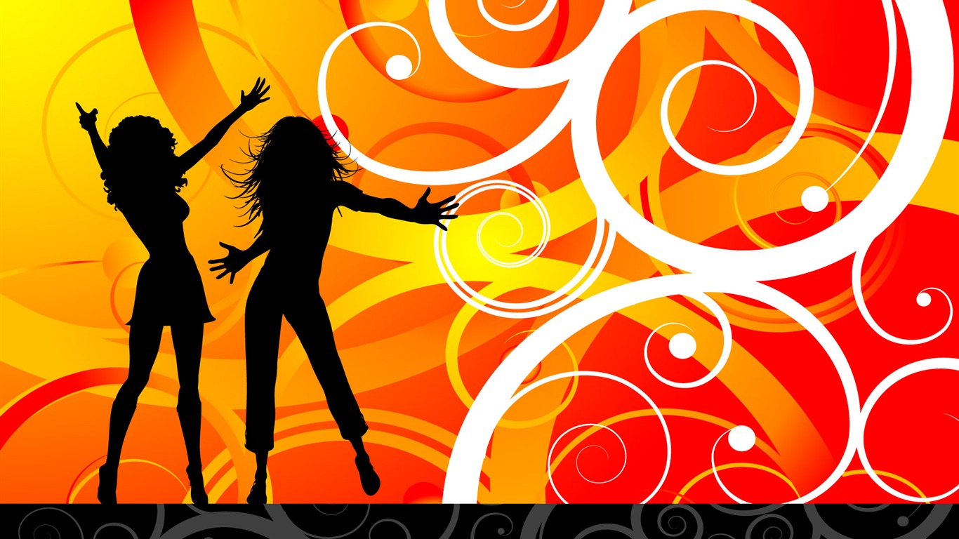 Vector People silhouette wallpaper (1) #1 - 1366x768