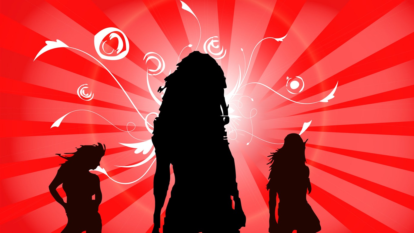 Vector People silhouette wallpaper (1) #5 - 1366x768