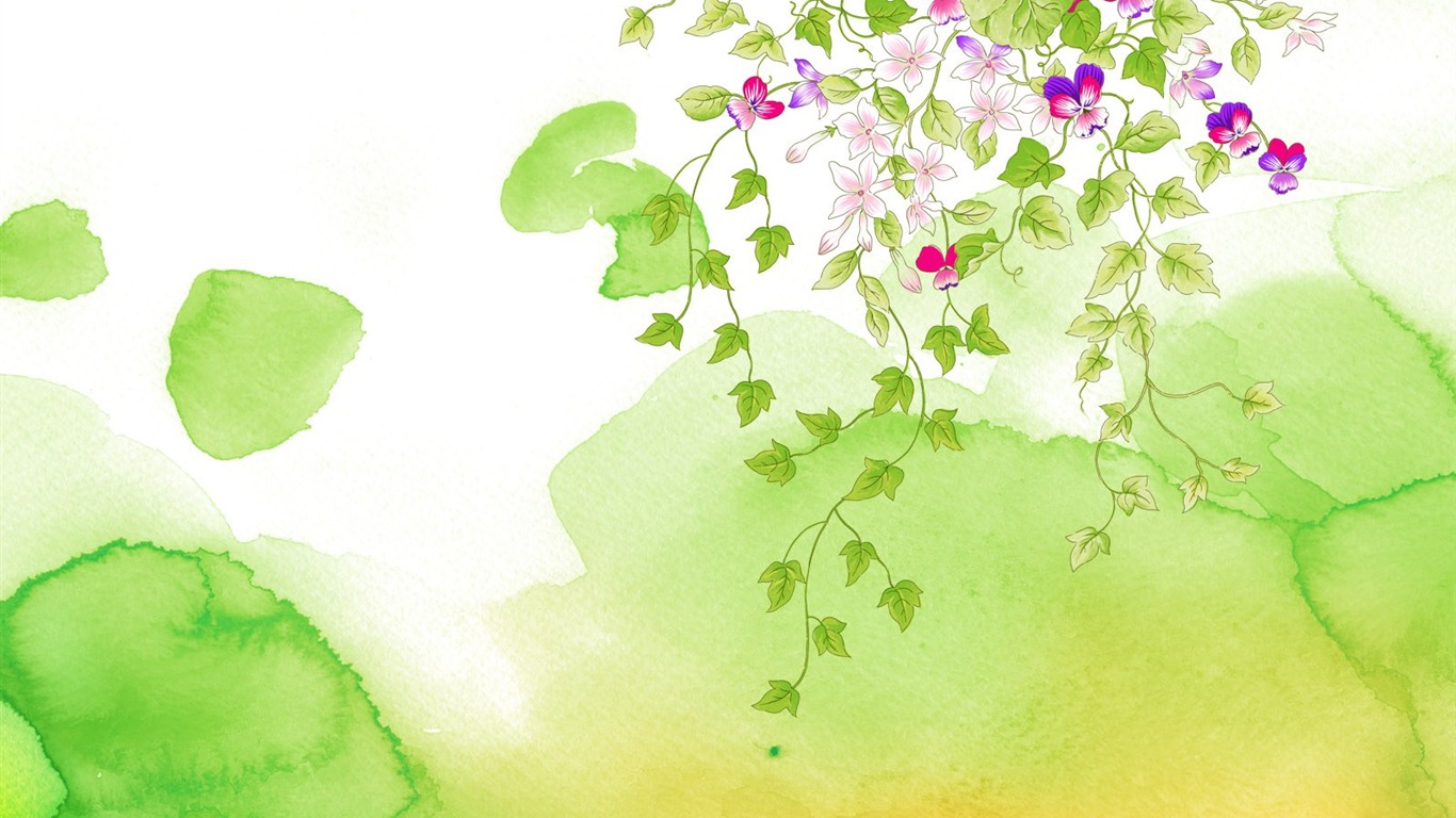 花卉圖案插畫設計壁紙 #3 - 1366x768