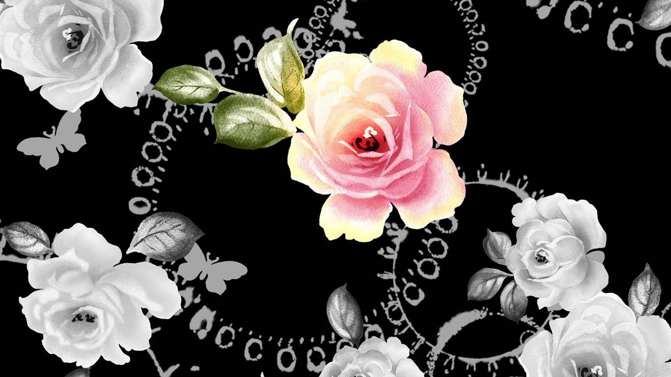 Květinová wallpaper ilustrace design #6 - 1366x768