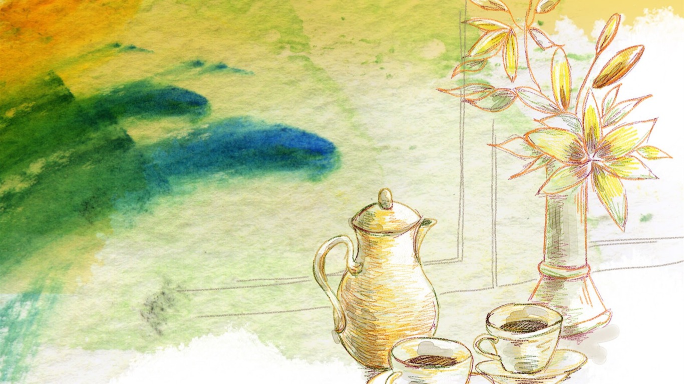 花卉圖案插畫設計壁紙 #9 - 1366x768