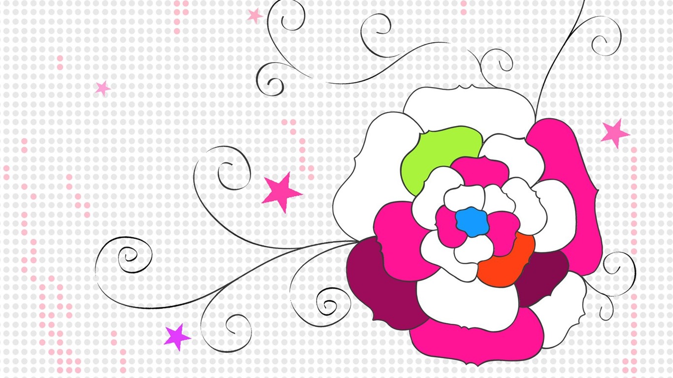 花卉圖案插畫設計壁紙 #13 - 1366x768
