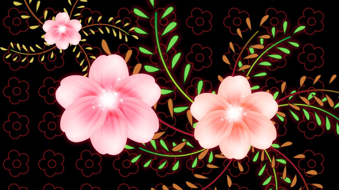 Blumentapete Illustration Design #14 - 1366x768