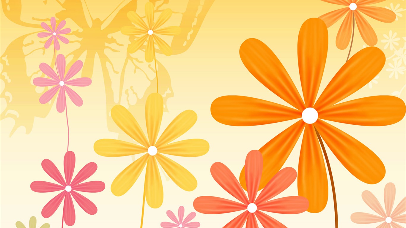 Blumentapete Illustration Design #17 - 1366x768