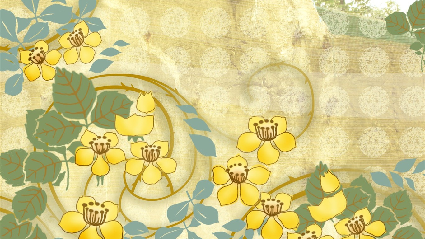 Blumentapete Illustration Design #19 - 1366x768