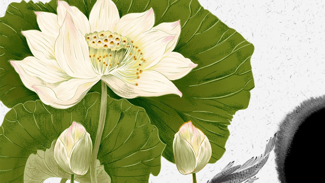 Blumentapete Illustration Design #20 - 1366x768