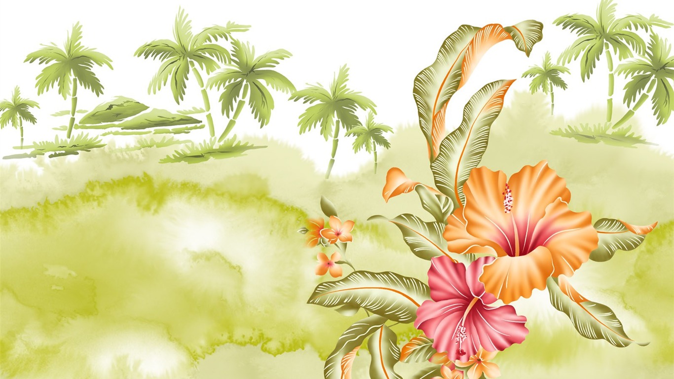 花卉图案插画设计壁纸21 - 1366x768