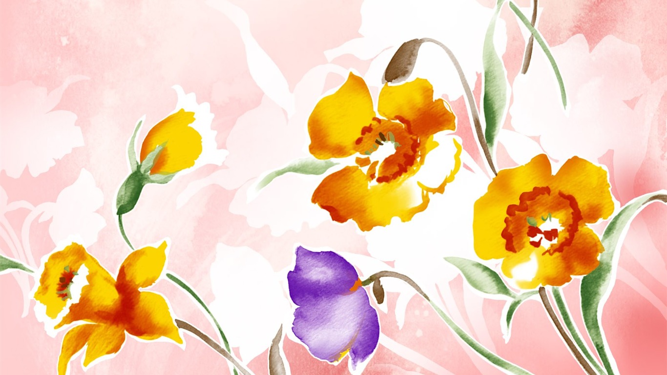 Blumentapete Illustration Design #22 - 1366x768