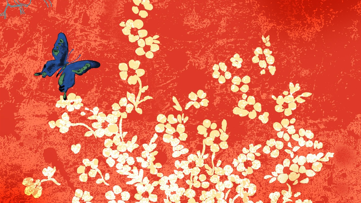 Blumentapete Illustration Design #23 - 1366x768