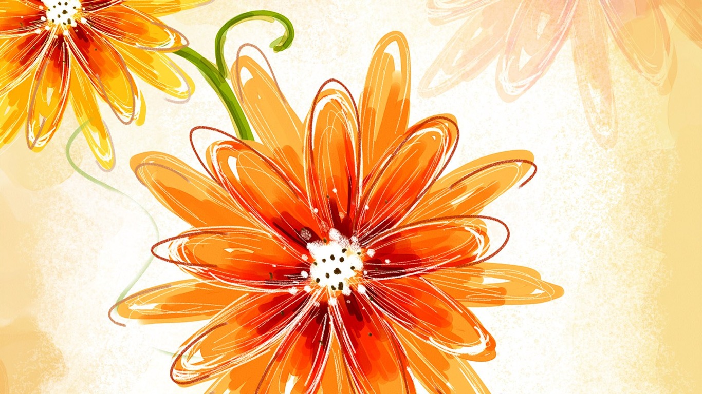 Květinová wallpaper ilustrace design #24 - 1366x768