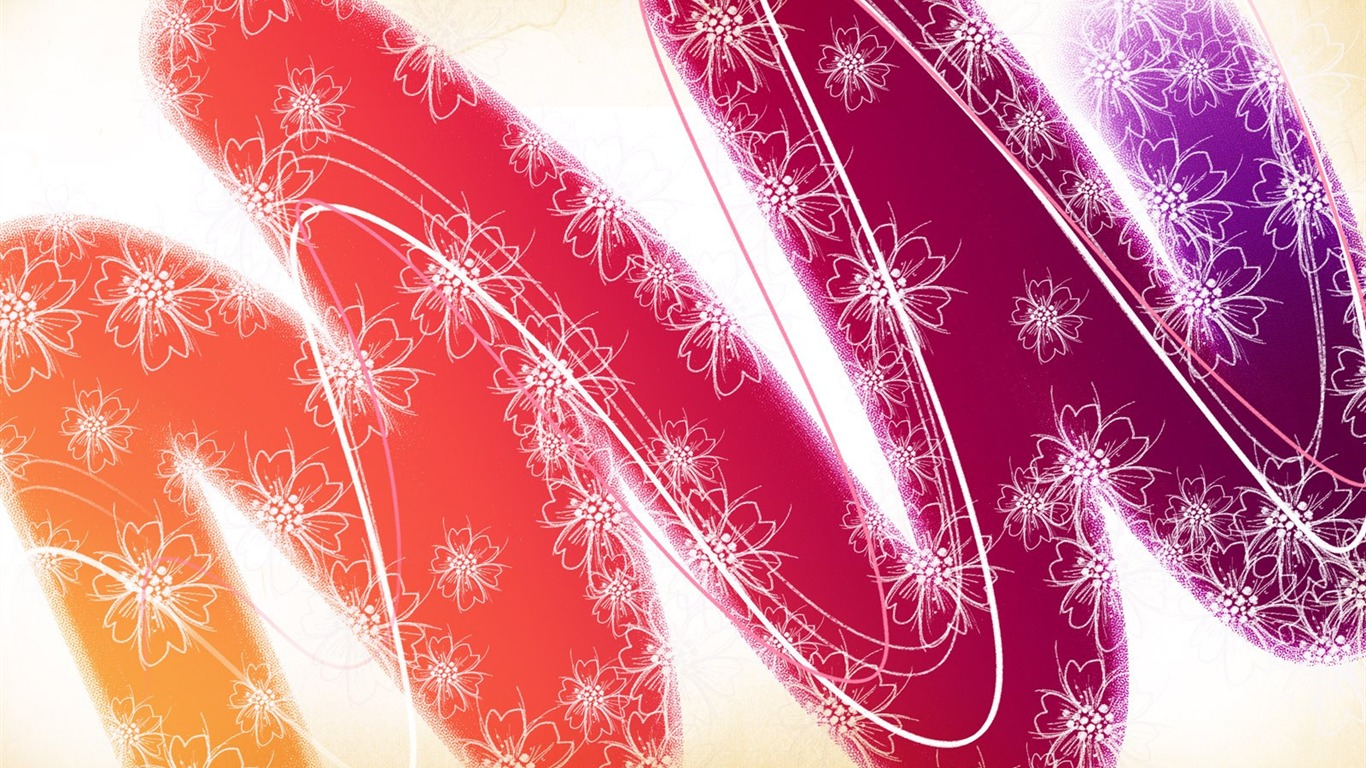 花卉圖案插畫設計壁紙 #26 - 1366x768