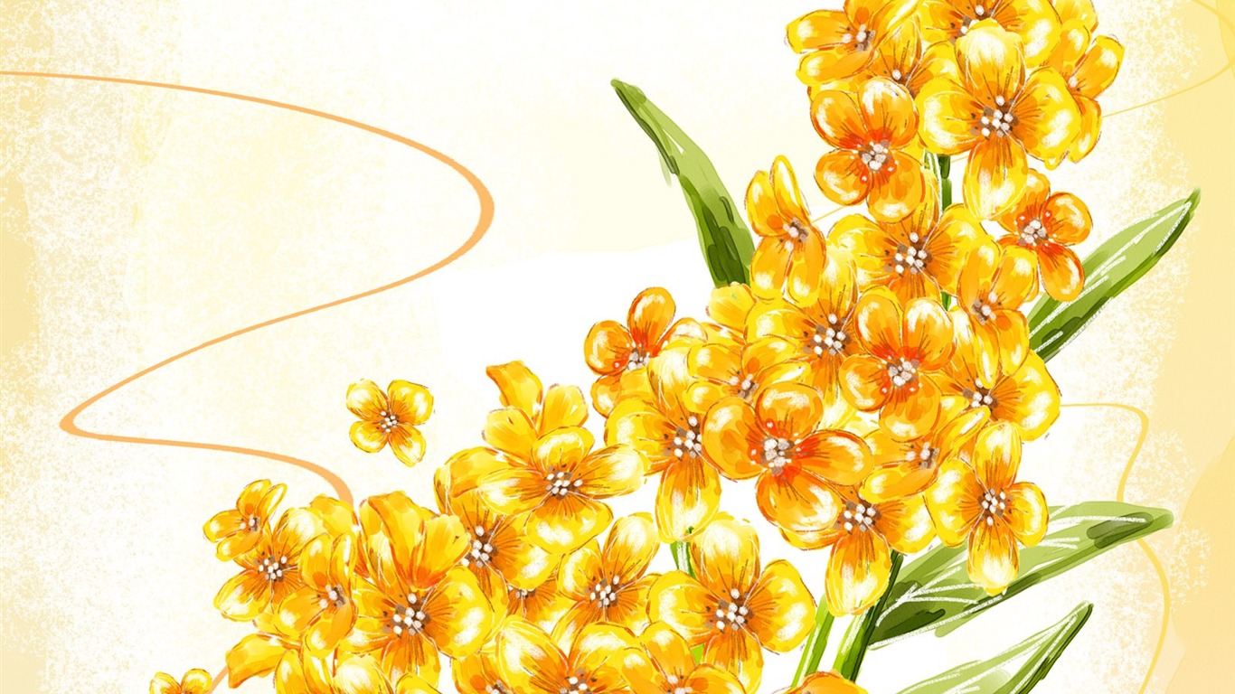 Blumentapete Illustration Design #28 - 1366x768