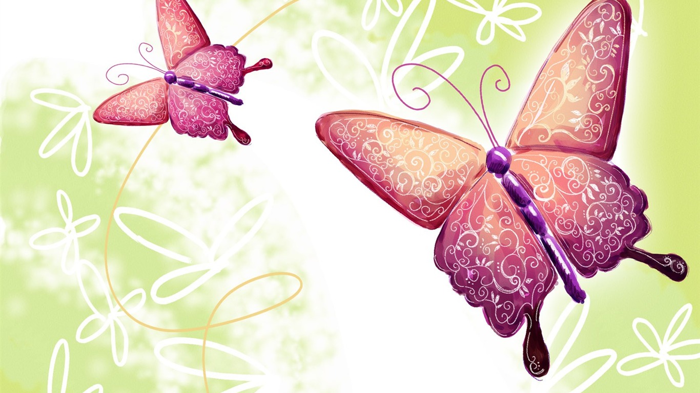 花卉圖案插畫設計壁紙 #30 - 1366x768