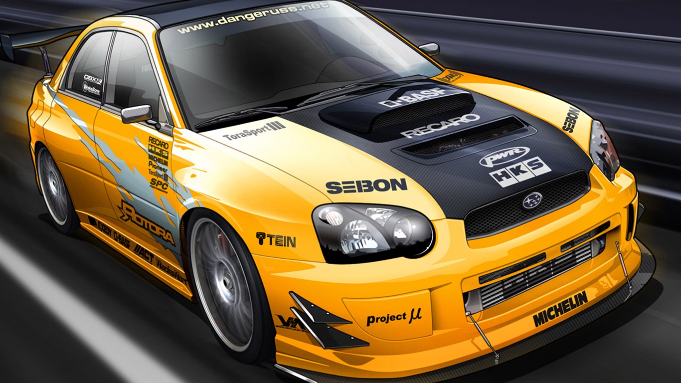 Computer Photoshop hand-painted wallpaper car #7 - 1366x768