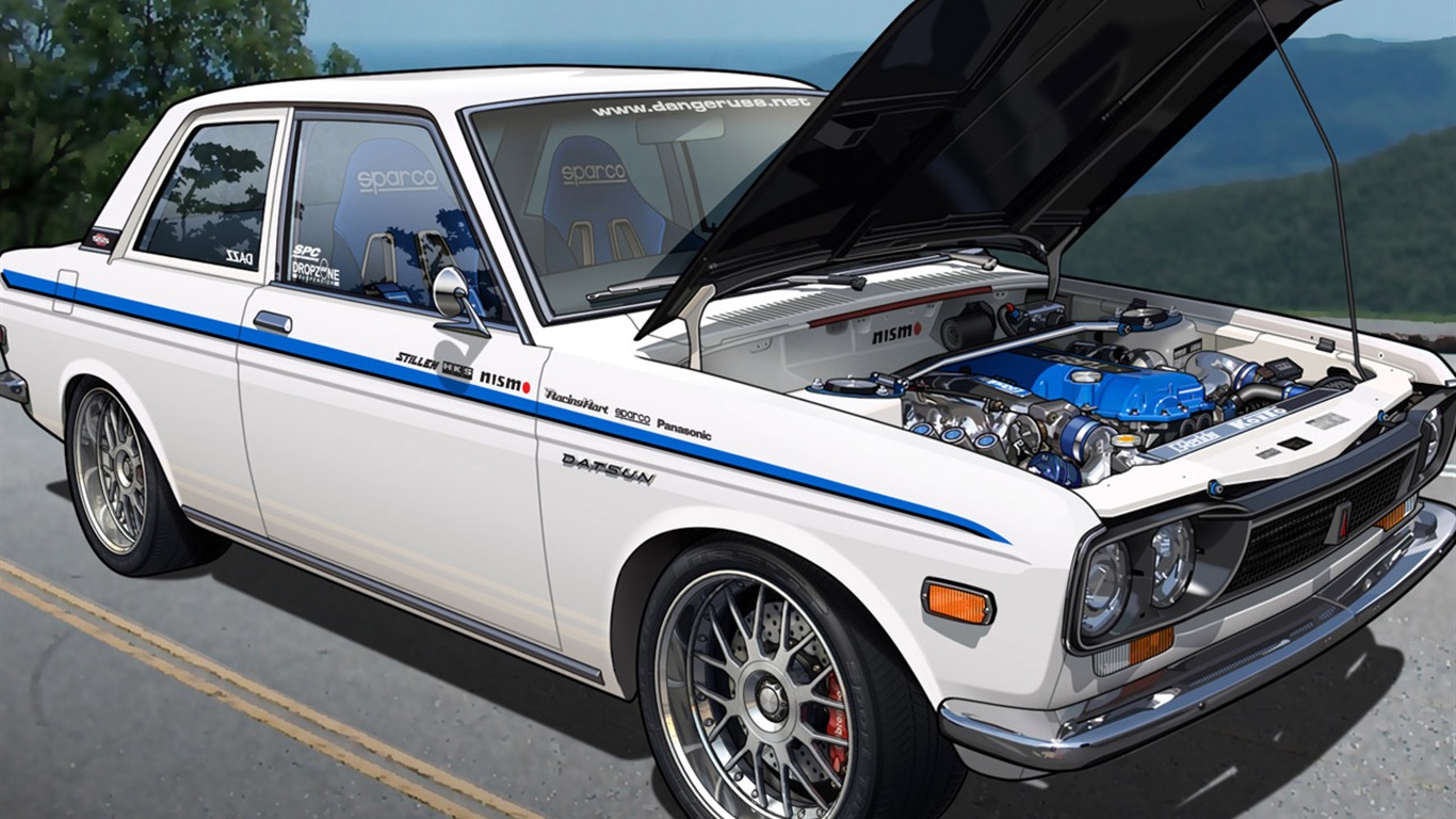 Computer Photoshop hand-painted wallpaper car #32 - 1366x768