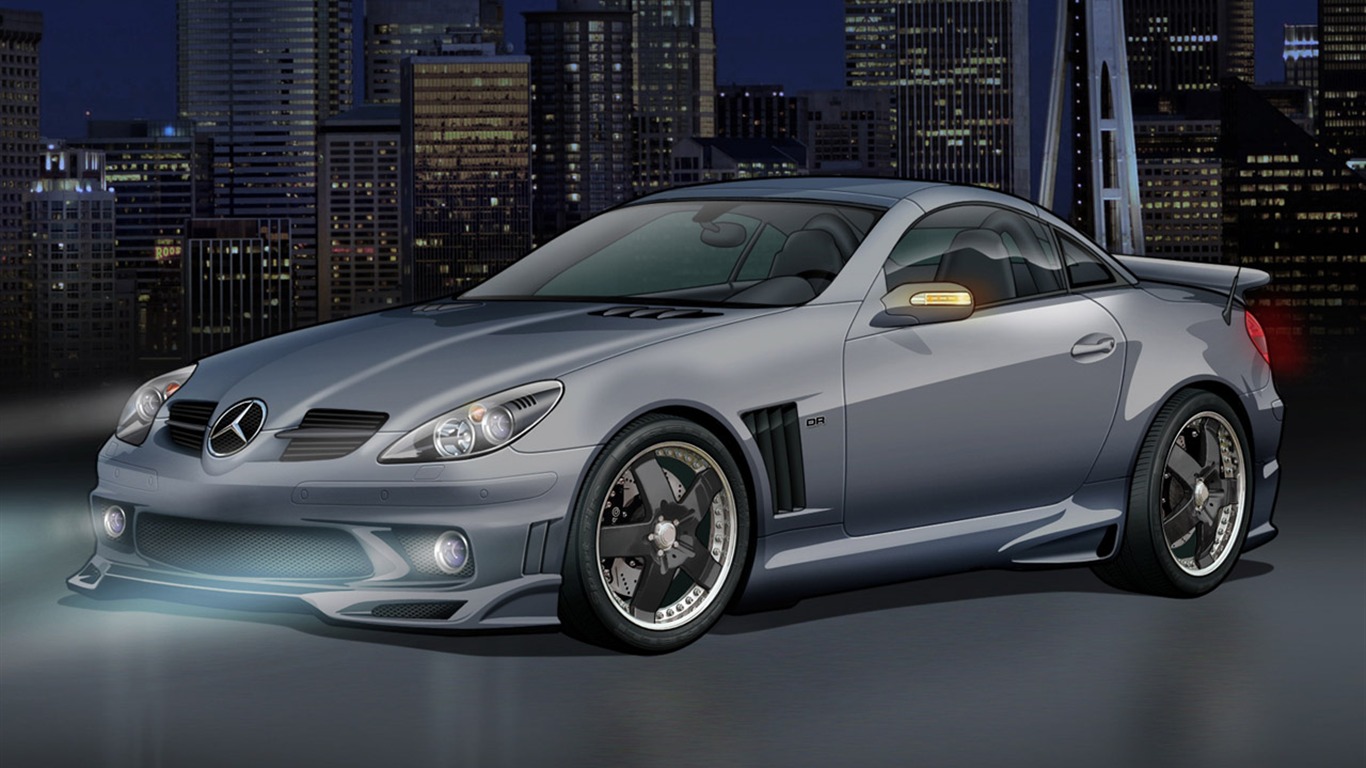 Computer Photoshop hand-painted wallpaper car #35 - 1366x768