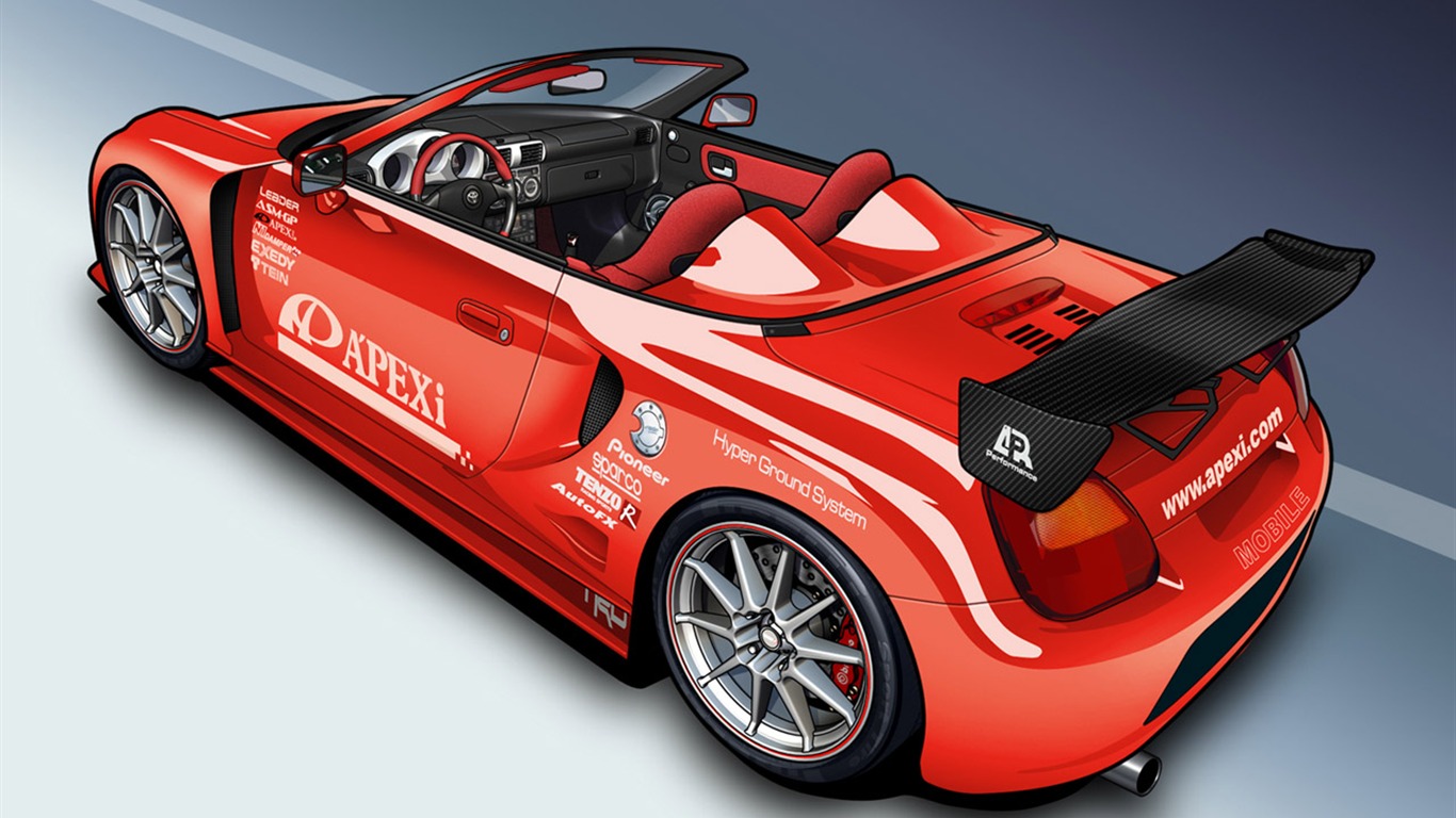 Computer Photoshop hand-painted wallpaper car #41 - 1366x768