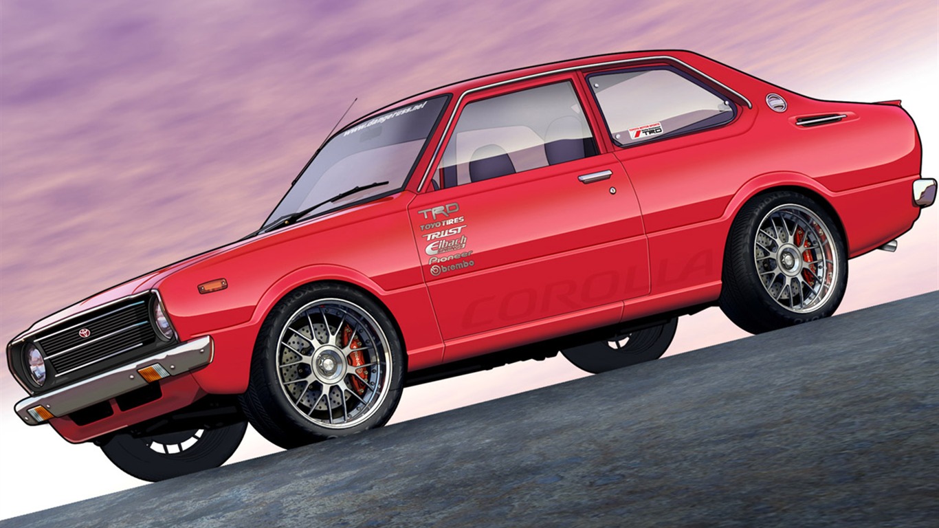 电脑 Photoshop 手绘汽车壁纸42 - 1366x768