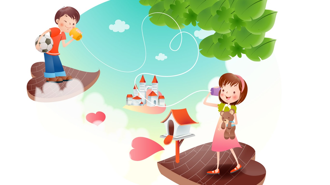 矢量快樂暑假壁紙(一) #16 - 1366x768