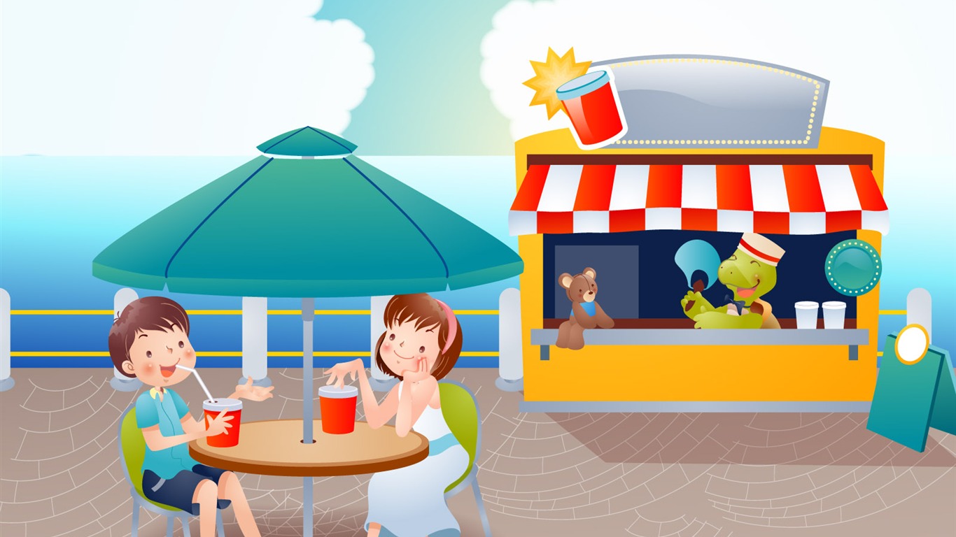 Happy summer vector wallpaper (1) #17 - 1366x768