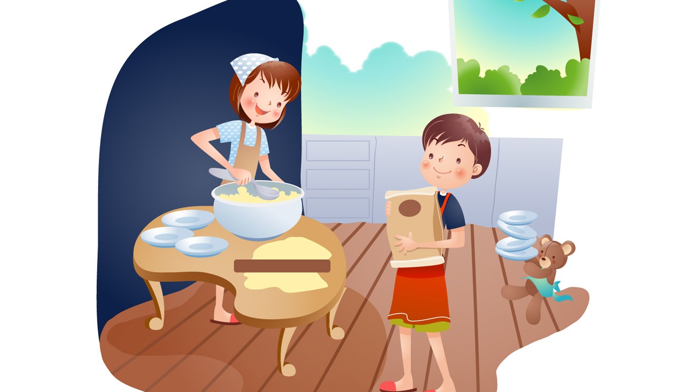 Happy summer vector wallpaper (1) #19 - 1366x768