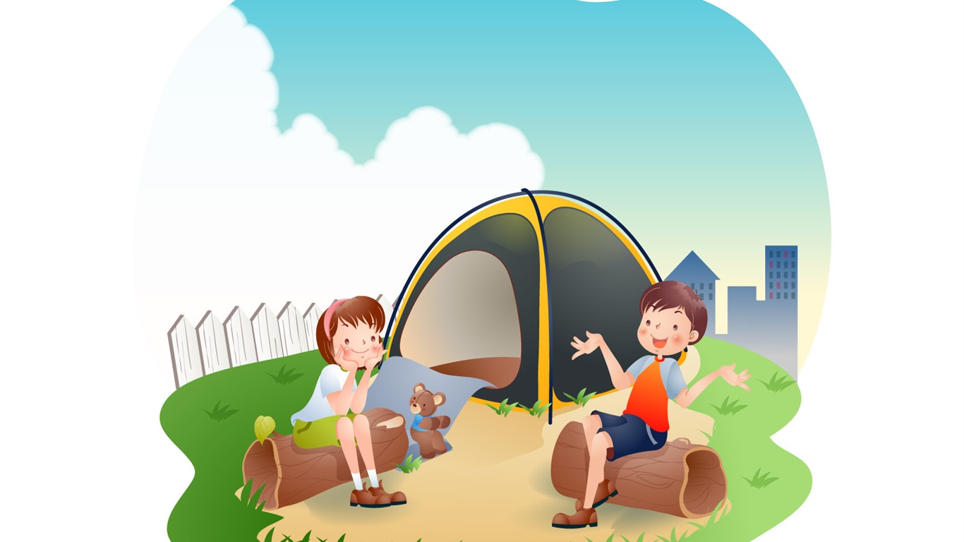 Happy summer vector wallpaper (1) #20 - 1366x768