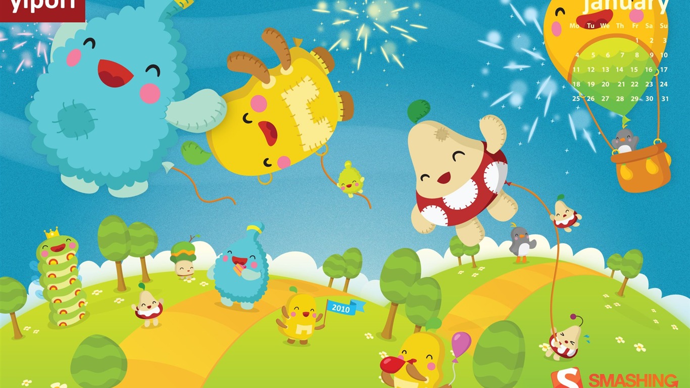 January 2010 Calendar Wallpaper #3 - 1366x768