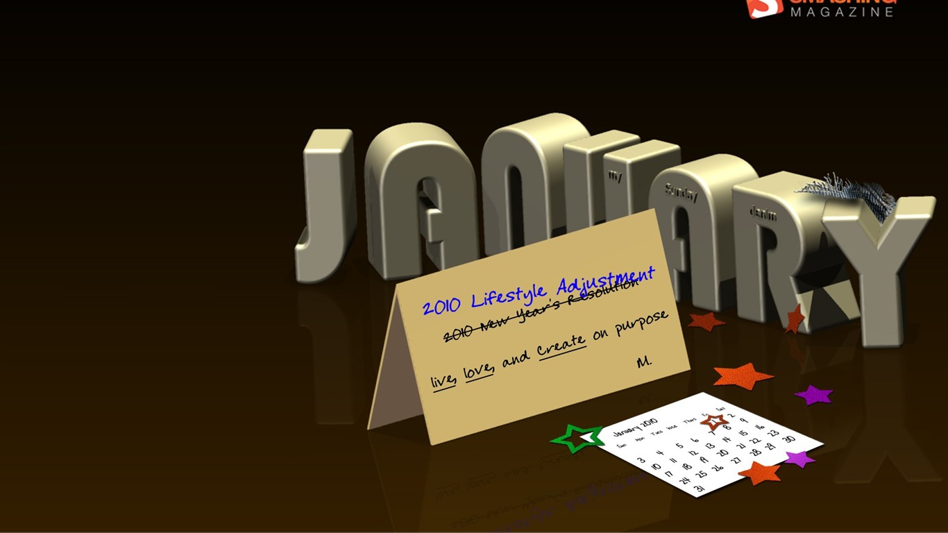 Januar 2010 Kalender Wallpaper #16 - 1366x768