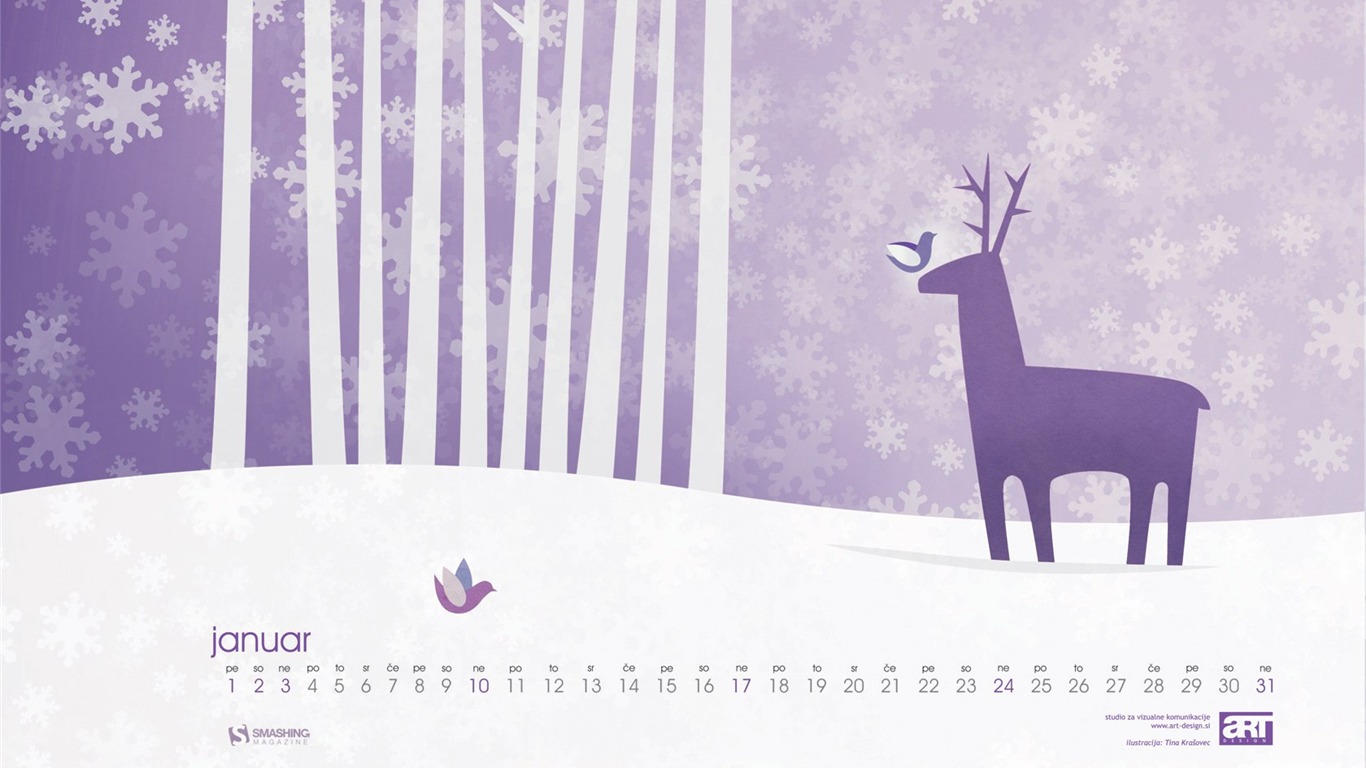 Januar 2010 Kalender Wallpaper #26 - 1366x768