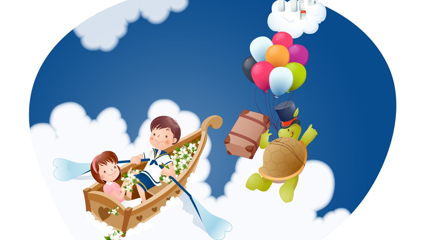 Happy summer vector wallpaper (2) #4 - 1366x768