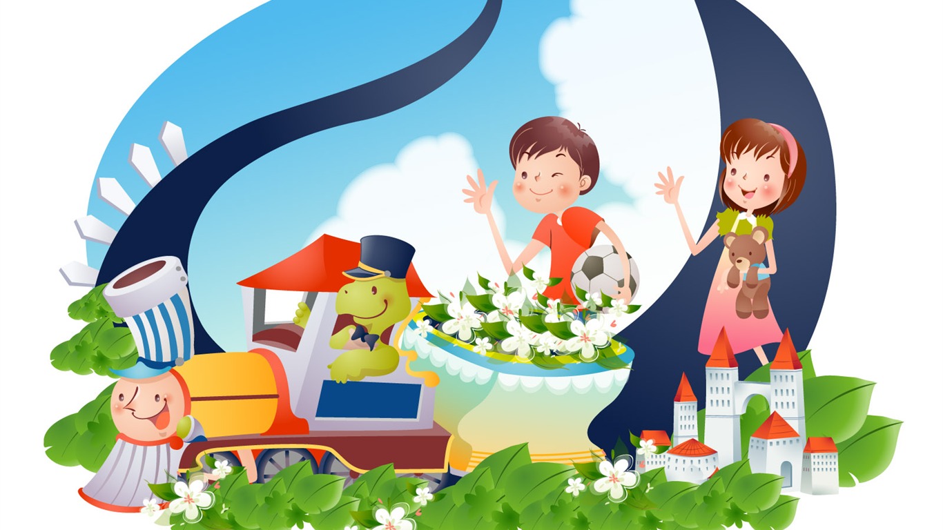 Happy Summer vector wallpaper (2) #11 - 1366x768