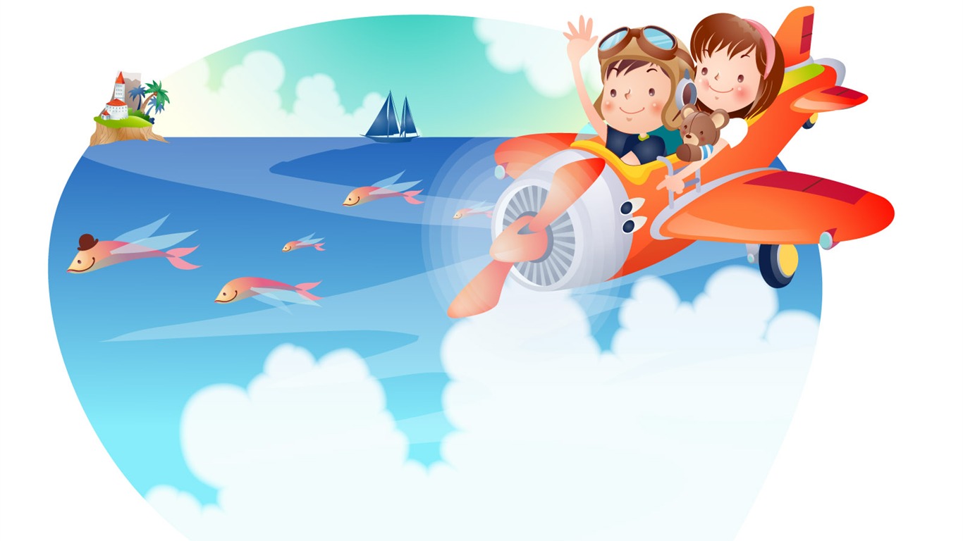 Happy summer vector wallpaper (2) #17 - 1366x768