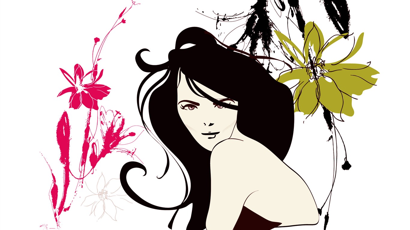 Vector woman wallpaper album (1) #11 - 1366x768