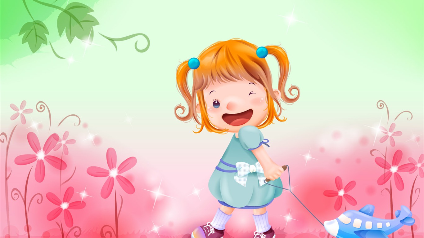 Vector happy childhood Wallpaper (1) #1 - 1366x768