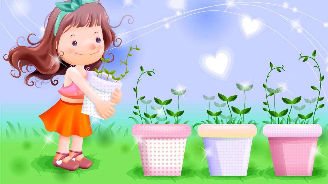 Vector happy childhood Wallpaper (1) #6 - 1366x768