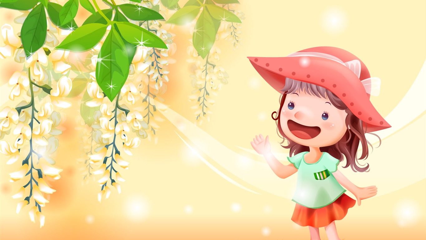 Vector happy childhood Wallpaper (1) #7 - 1366x768