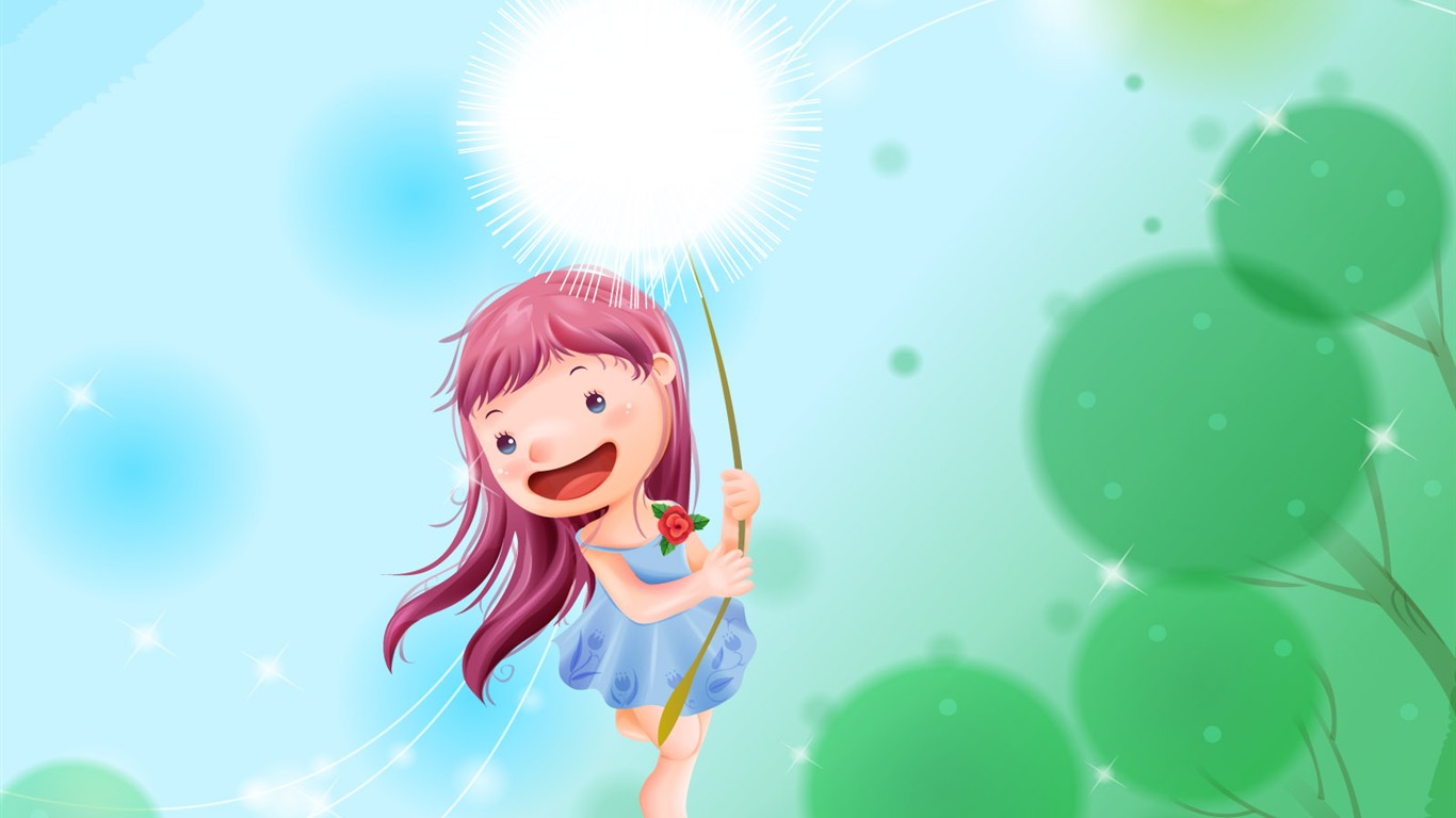 Vector happy childhood Wallpaper (1) #8 - 1366x768