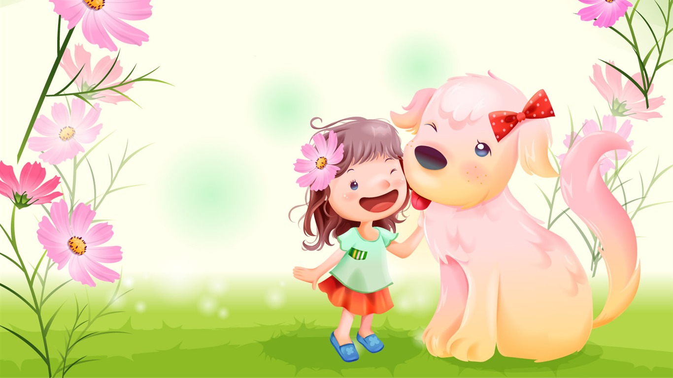 Vector happy childhood Wallpaper (1) #14 - 1366x768