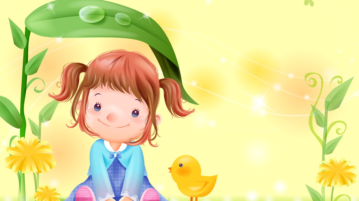 Vector happy childhood Wallpaper (1) #16 - 1366x768