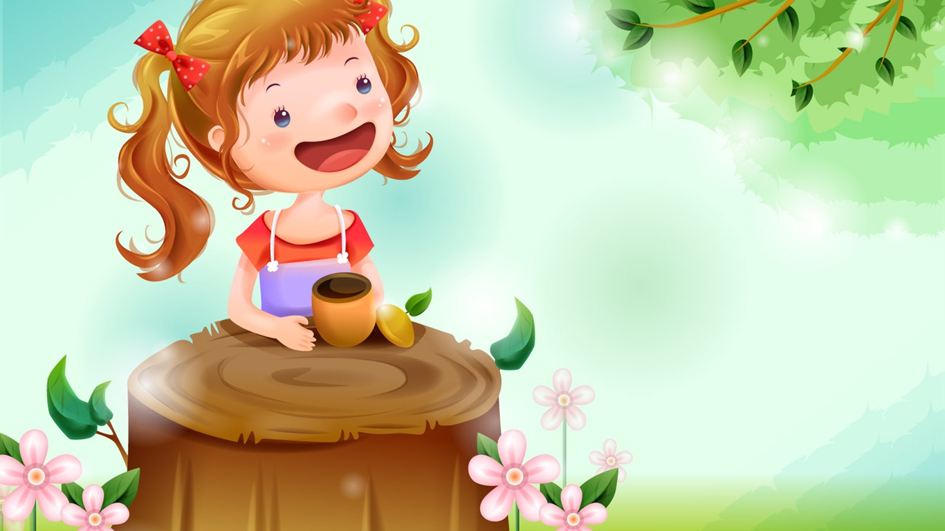 Vector enfance heureuse Fond d'écran (1) #17 - 1366x768