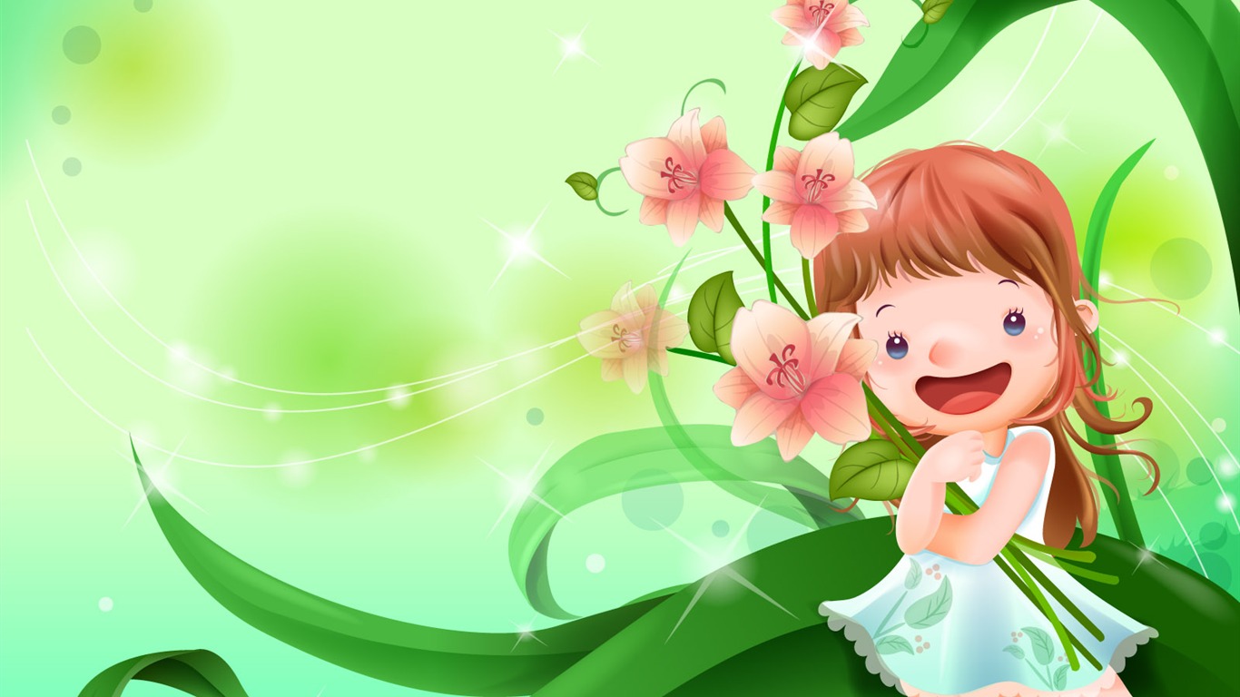 Vector happy childhood Wallpaper (1) #19 - 1366x768