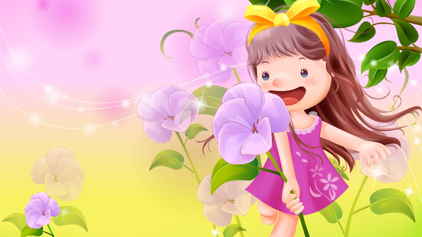 Vector happy childhood Wallpaper (1) #20 - 1366x768