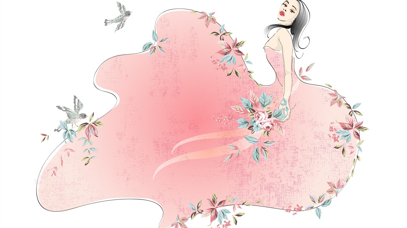 Vector woman wallpaper album (2) #4 - 1366x768