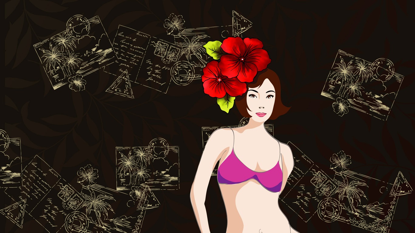 矢量女人花壁紙專輯(二) #10 - 1366x768