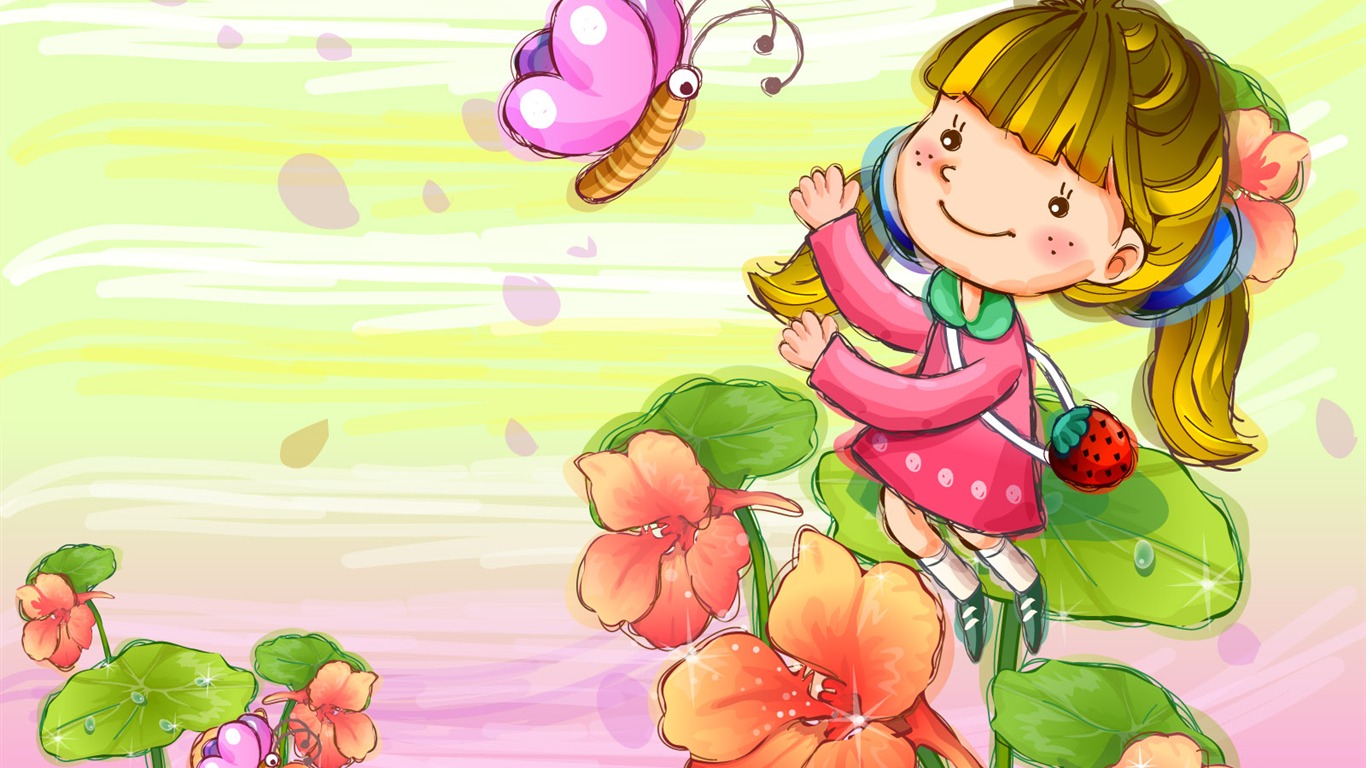 Vector children's Happy Wallpaper (1) #3 - 1366x768