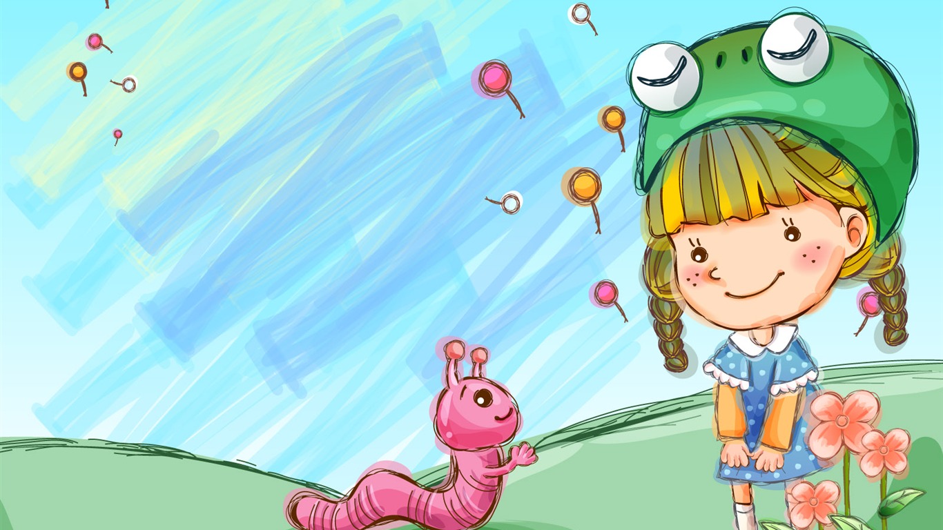 矢量快樂兒童壁紙(一) #5 - 1366x768
