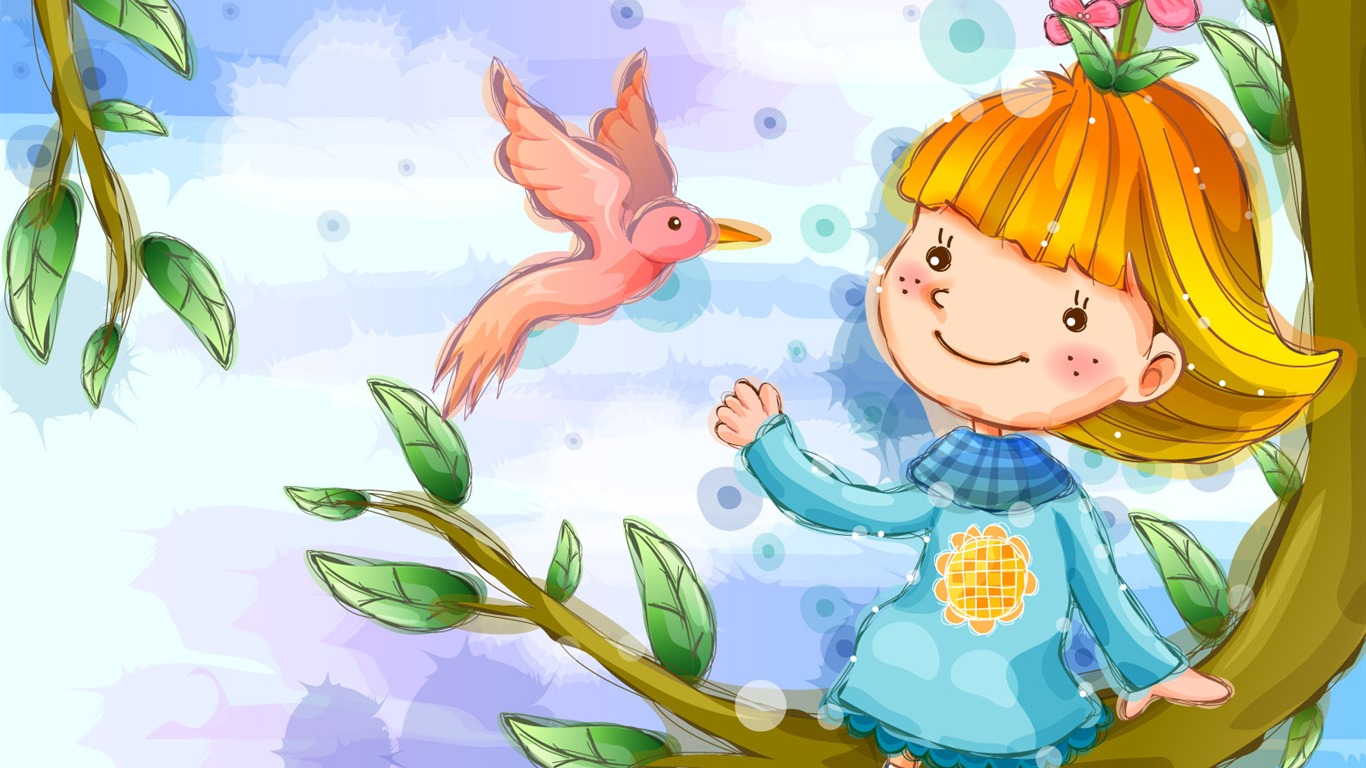 Vector children's Happy Wallpaper (1) #8 - 1366x768