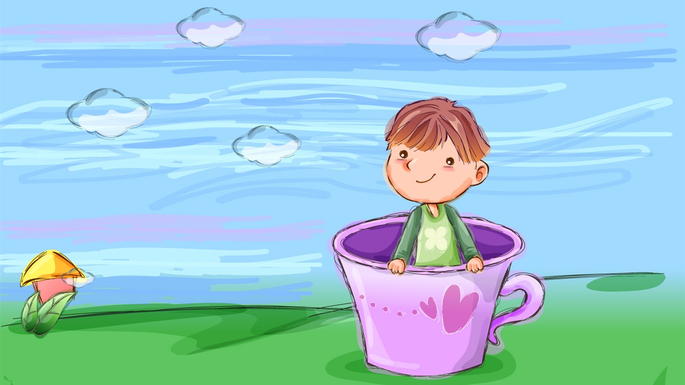 Vector children's Happy Wallpaper (1) #10 - 1366x768